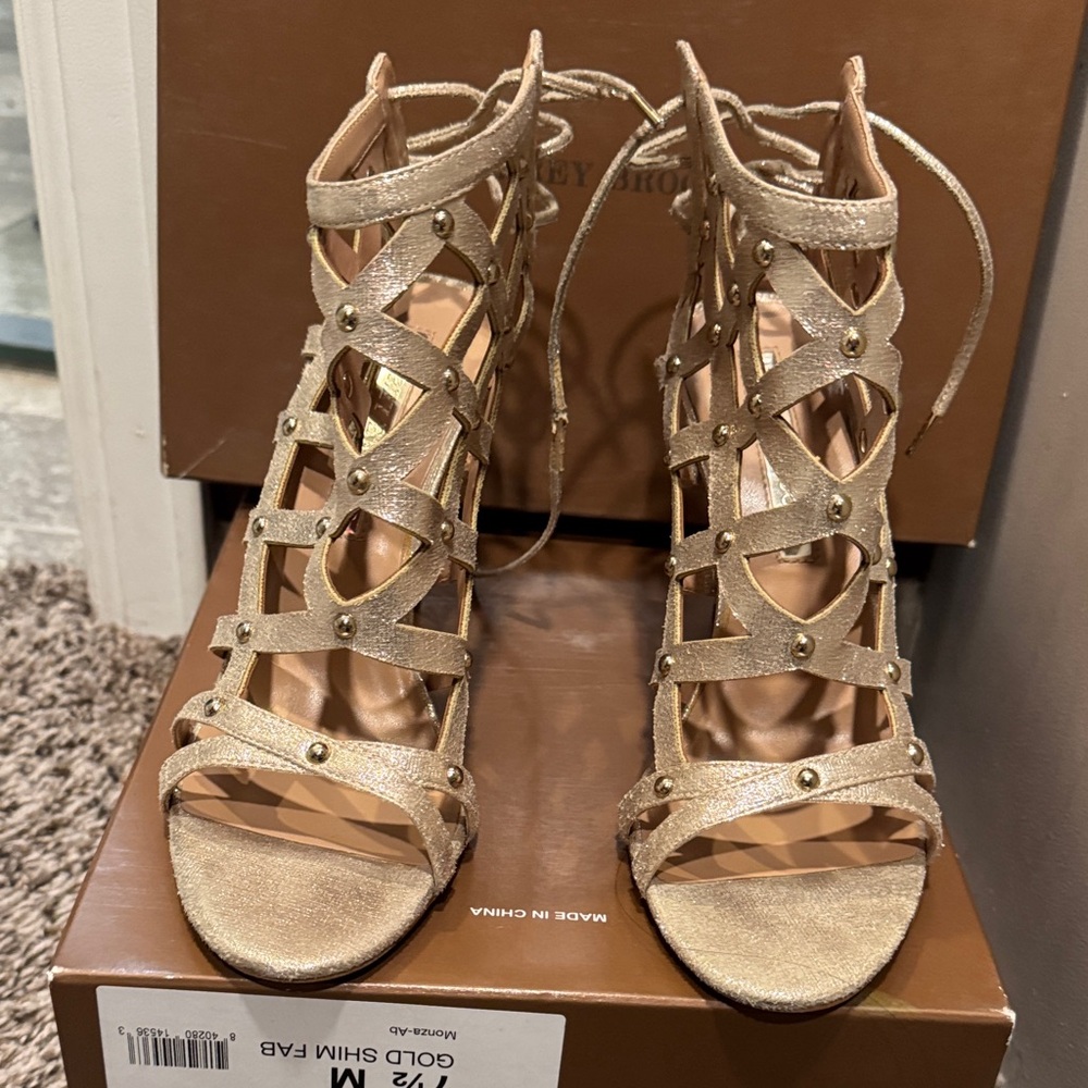 Audrey Brooke Gold Strappy Heels